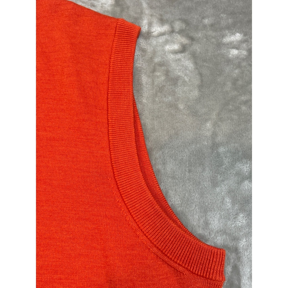Alister MacKenzie Mens Orange 100% Merino Wool V-Neck Golf Sweater Vest Large - Picture 4 of 7